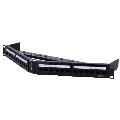 Patch panel angular de 24 puertos UTP Admite cables hasta CAT6