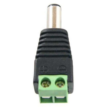 Conector DC macho con salida +/- de 2 terminales