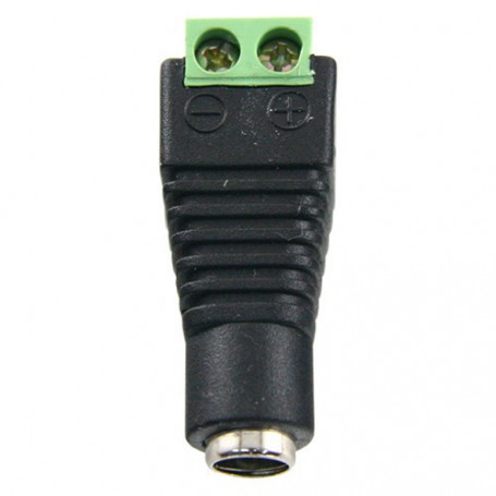 Conector DC hembra con salida +/- de 2 terminales